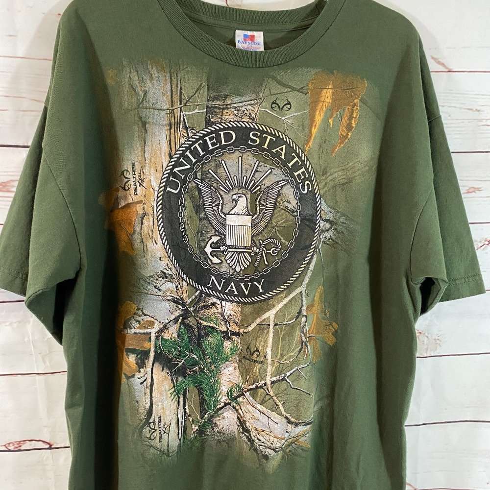 United States Navy Men's Size XL Green T-Shirt Made in USA 100% Cotton NWOT